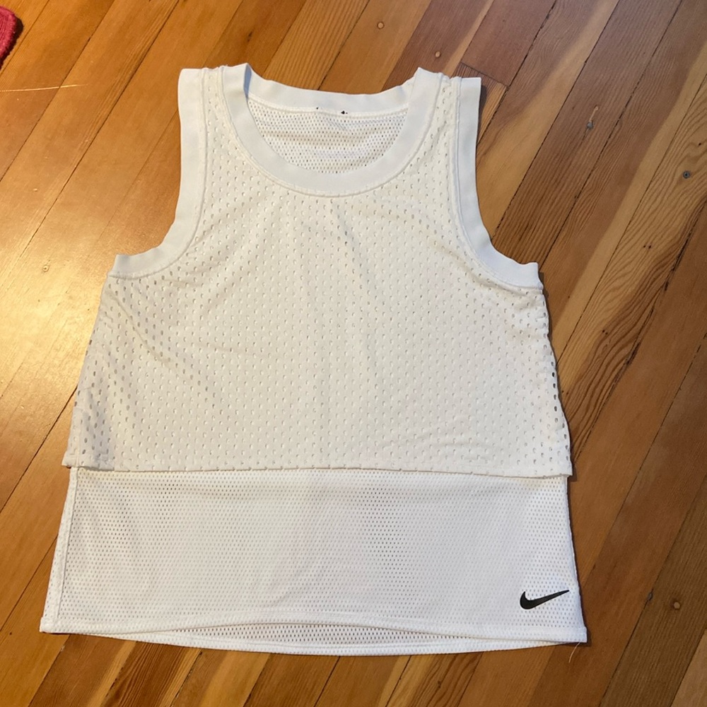 Nike white reversible mesh tank top, size small